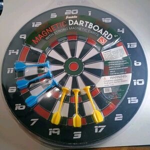 Franklin Magnetic Dartboard with Blue and Yellow Darts